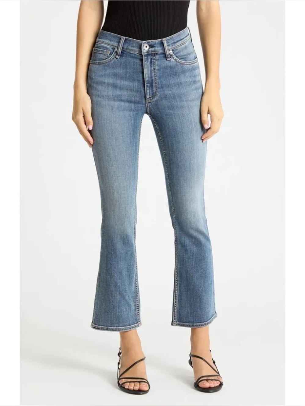 rag & bone Piper Mid Rise Crop Bootcut Jeans Blue Stretch Denim Size 31